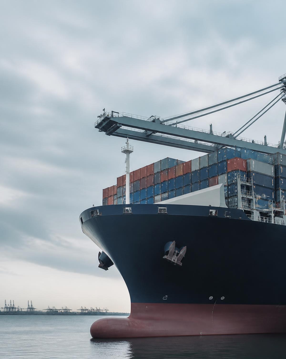 Container vessel at an international port